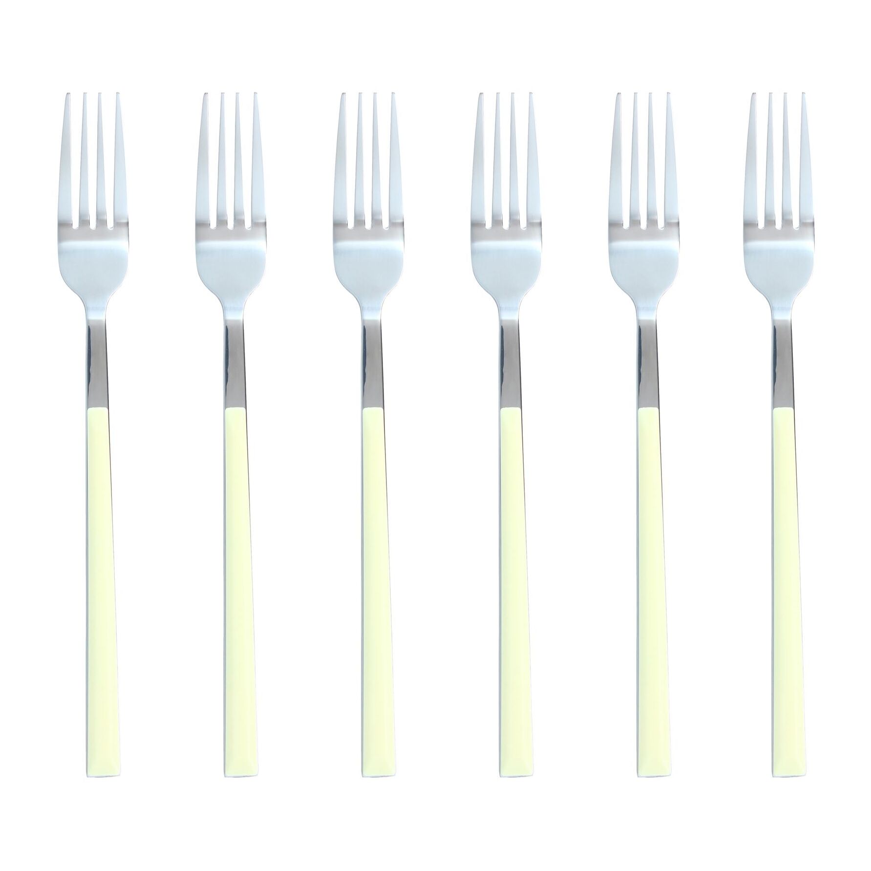 Lot de 6 fourchettes crème en acier inoxydable  COLORAMA