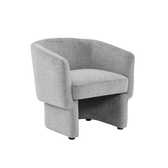 Fauteuil relax en tissu avec forme de dossier et piètement arrondis gris clair