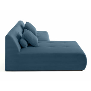 Onyx - canapé modulable d'angle réversible 4 places - en velours côtelé - Bleu