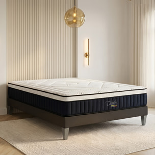 Ensemble Matelas Célestin & Sommier KIT15, 29 cm, Mémoire de Forme et Mousse Supersoft, Technologie tri-Lattes, Soutien Ferme