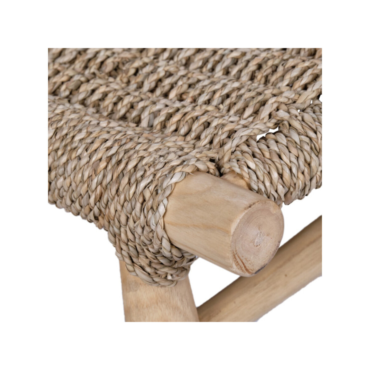 Chaise relax lounge en bois de teck et cannage cordes tressées - PIOU