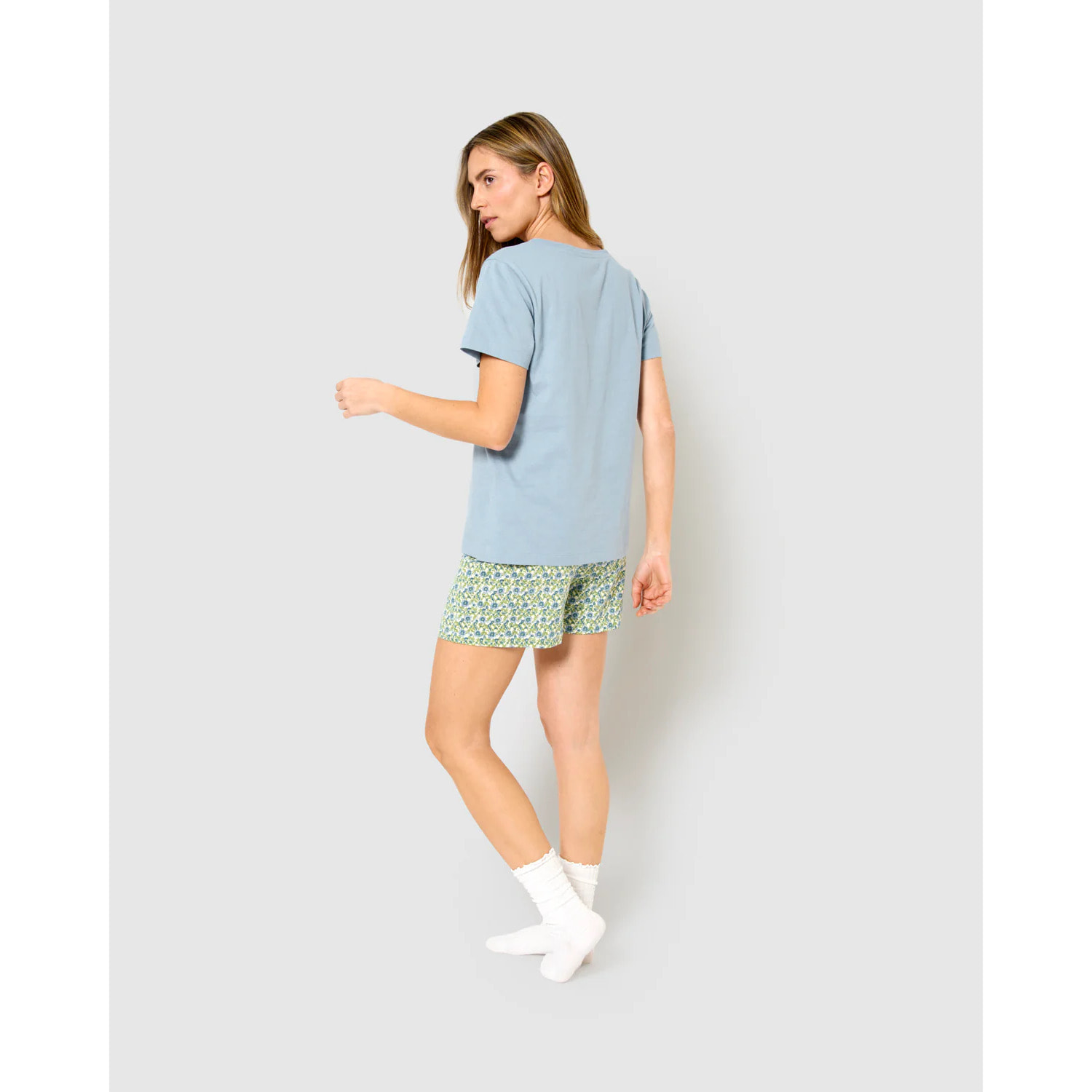 Pigiama corto Irene in cotone blu
