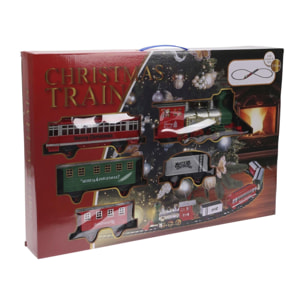 Set de 22 piezas de juego de tren de navidad con sonido y luz con una vía de 523cm