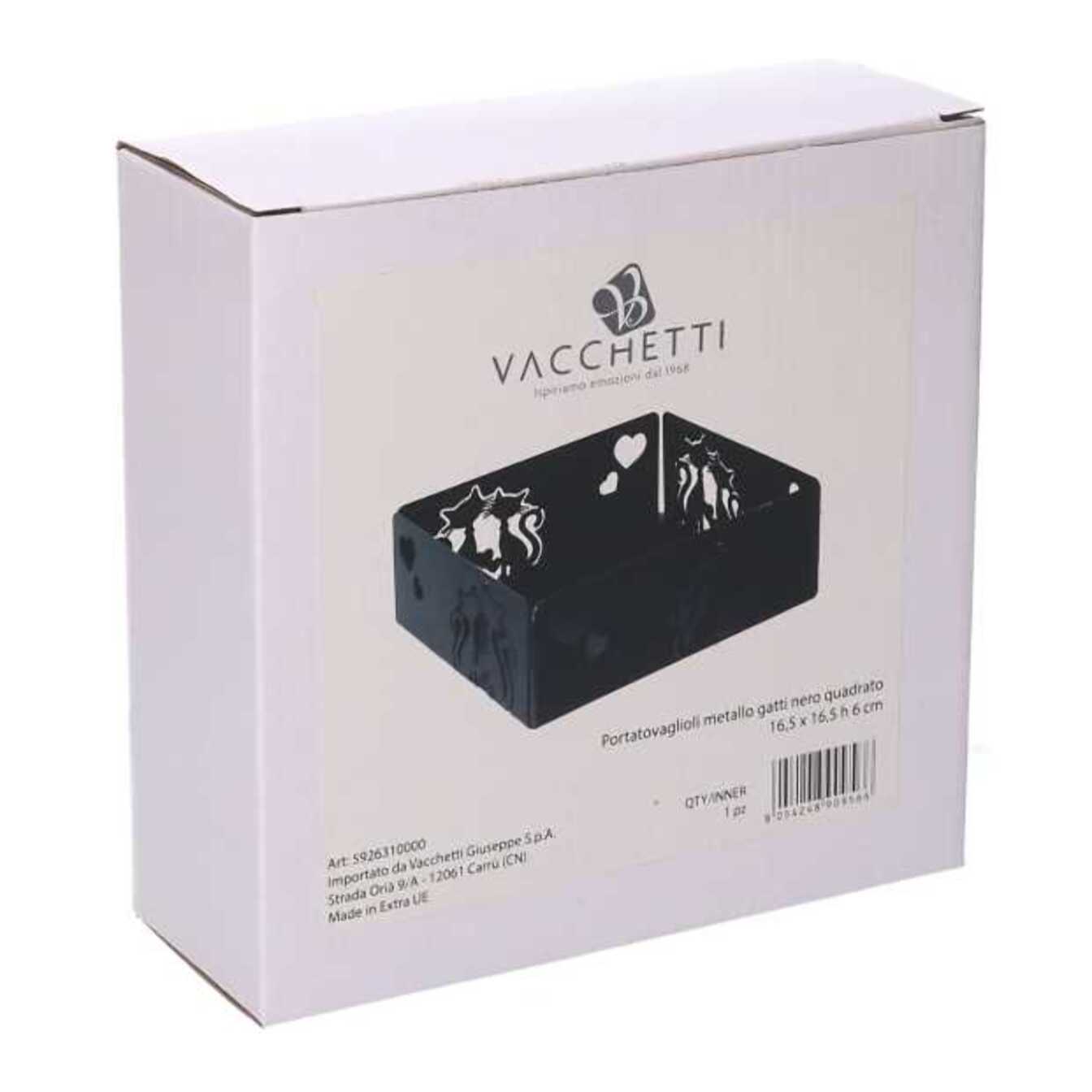 Portatovaglioli in metallo gatti nero quadrato cm16,5x16,5h6