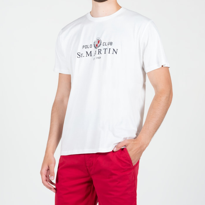 T-shirt in jersey con stampa centrale