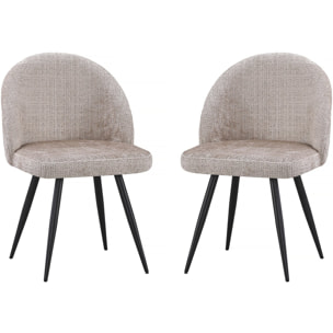 Lot de 2 chaises en tissu "Samuel" - 53 x 51 x 82 cm - Beige
