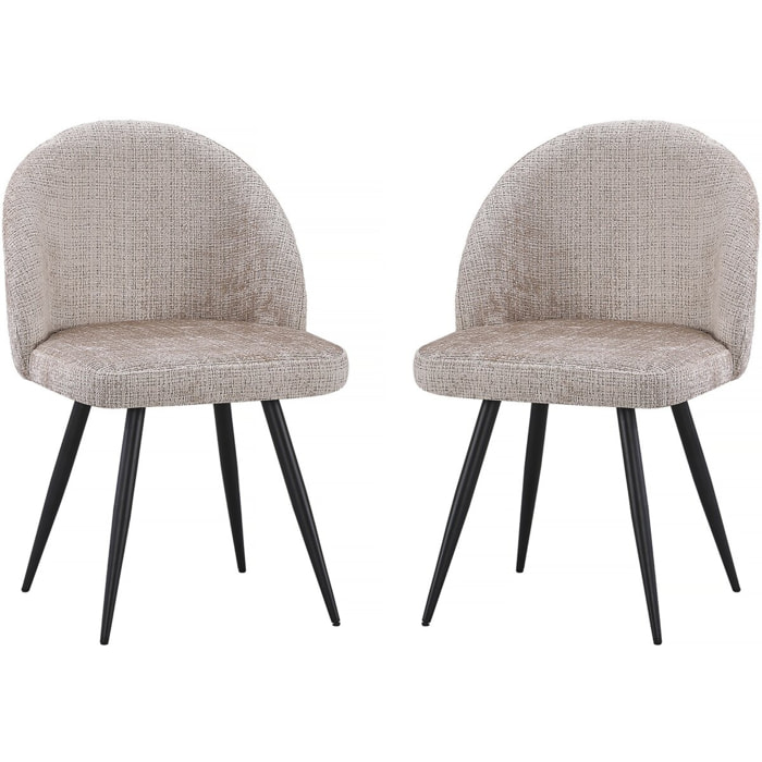 Lot de 2 chaises en tissu "Samuel" - 53 x 51 x 82 cm - Beige