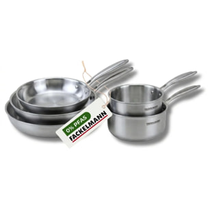 3 poêles à Frire, Casseroles inox 18/10 Triply Fackelmann Vita3