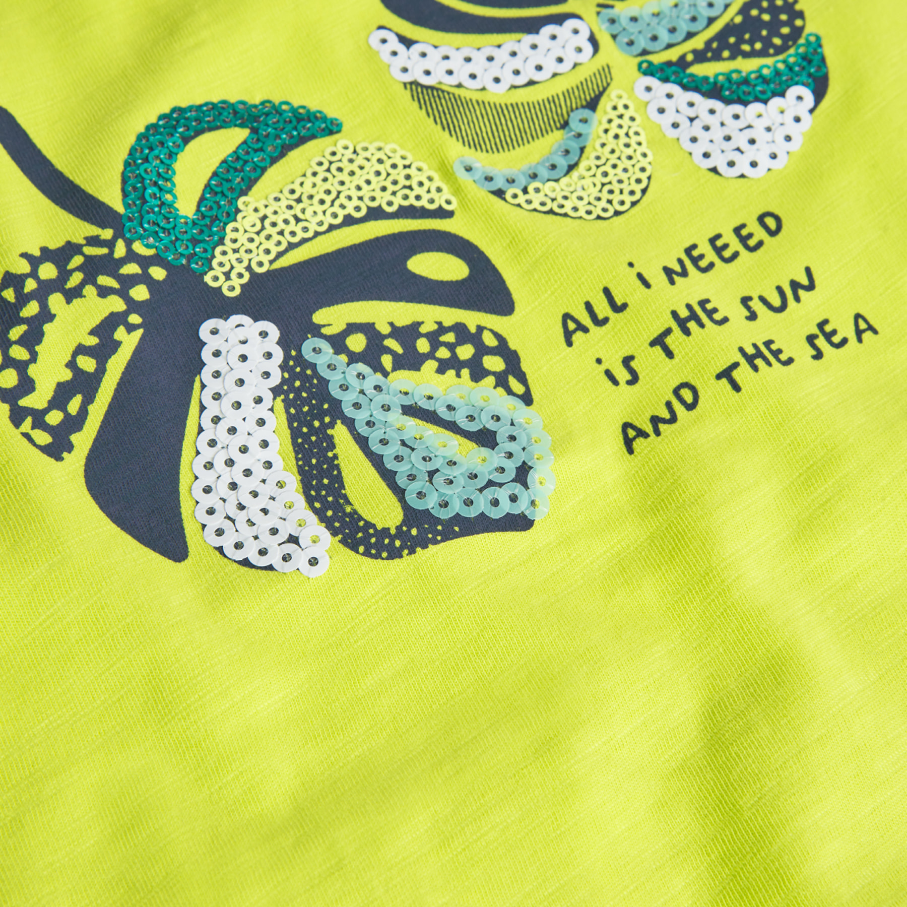 Camiseta flamé niña, algodón, estampado, verde, mangas