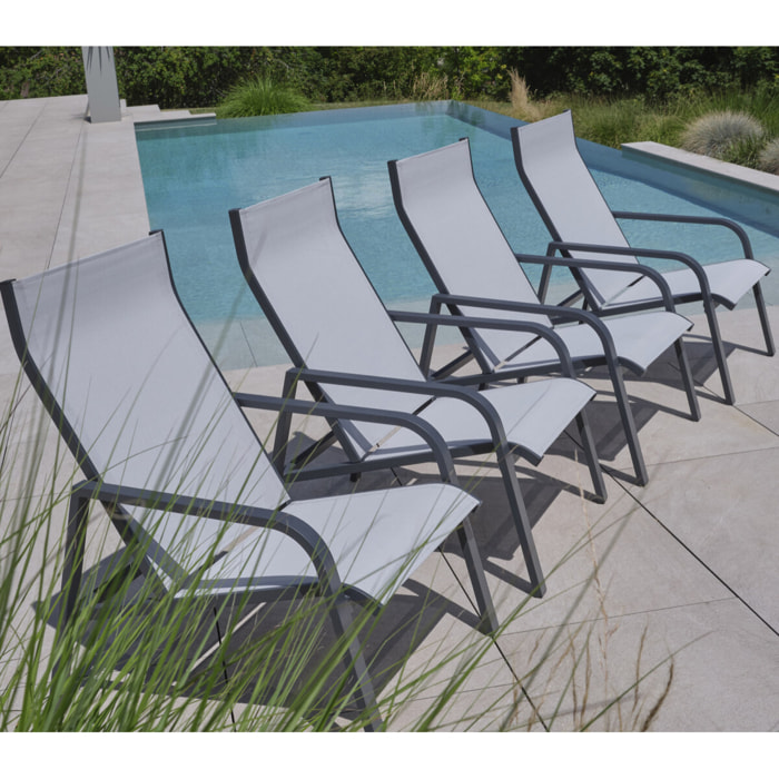 Salon de jardin en aluminium - 4 places - gris perle - CADIX 4