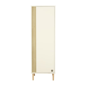Armoire 1 porte détail imitation bois texturé et pieds bois