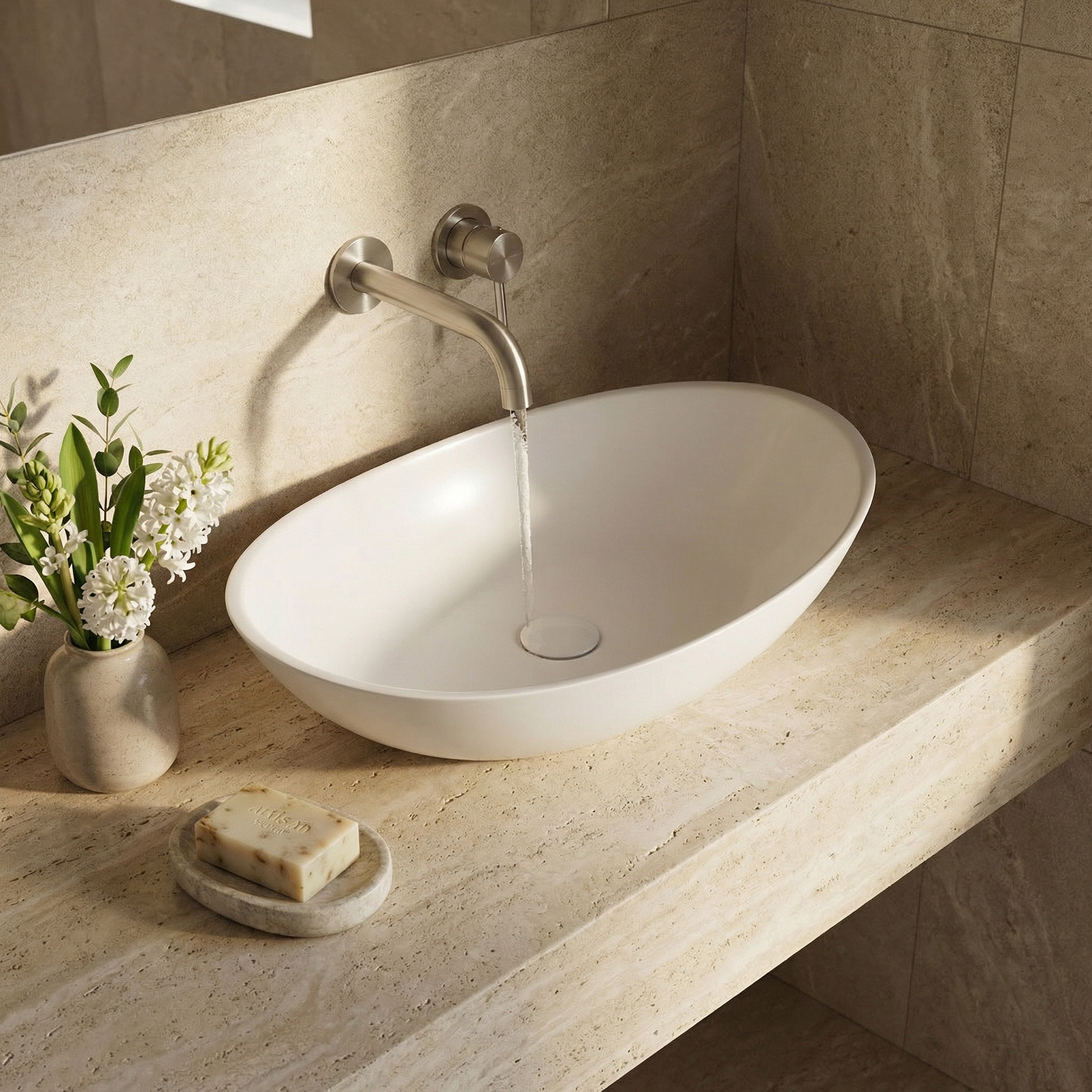 Infinitio Vasque à poser 61,5 x 36 x 15,5 cm, sans trop-plein, Blanc mat (SATINF61536M)