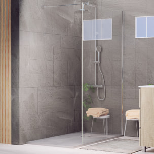 Paroi de Douche | Panneau Fixe | 120 X 195 cm | Profil Chromé | Verre Tempéré de 8 mm d'Épaisseur | Traitement Anti-Calcaire | Alday