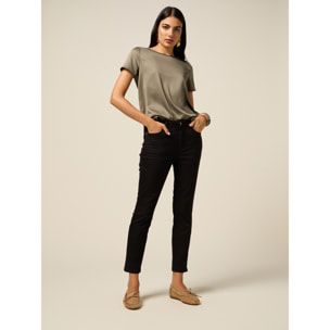 Oltre - Pantalones pitillo con detalle de cadena - Negro