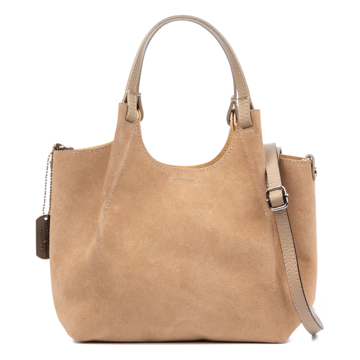 Baragiano borsa tote donna. Pelle autentica Suede.