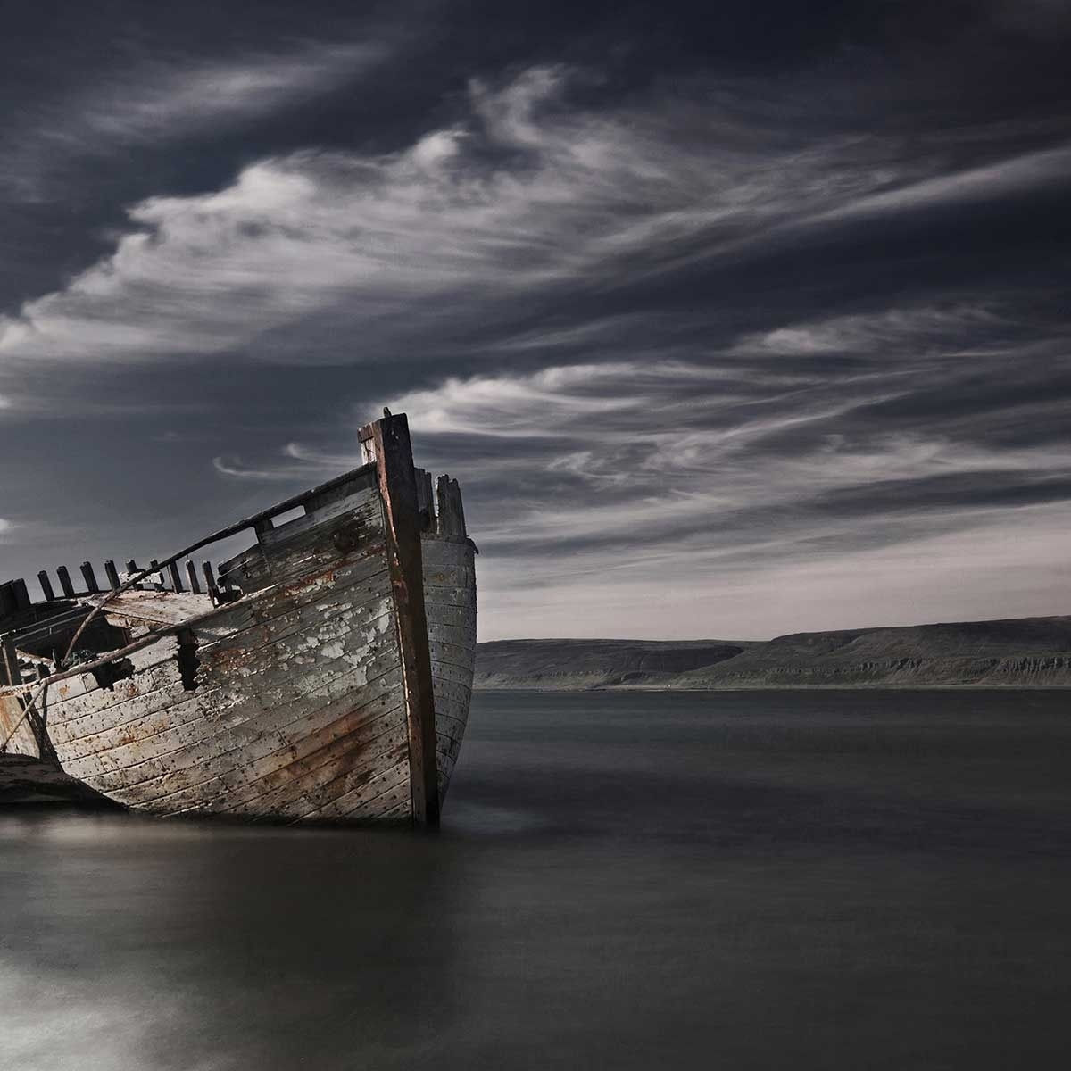 Affiche bateau destination finale Affiche + cadre en bois - Chêne