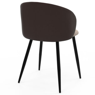 Chaises Léona bi-matière taupe et marron pieds métal noirs - lot de 4