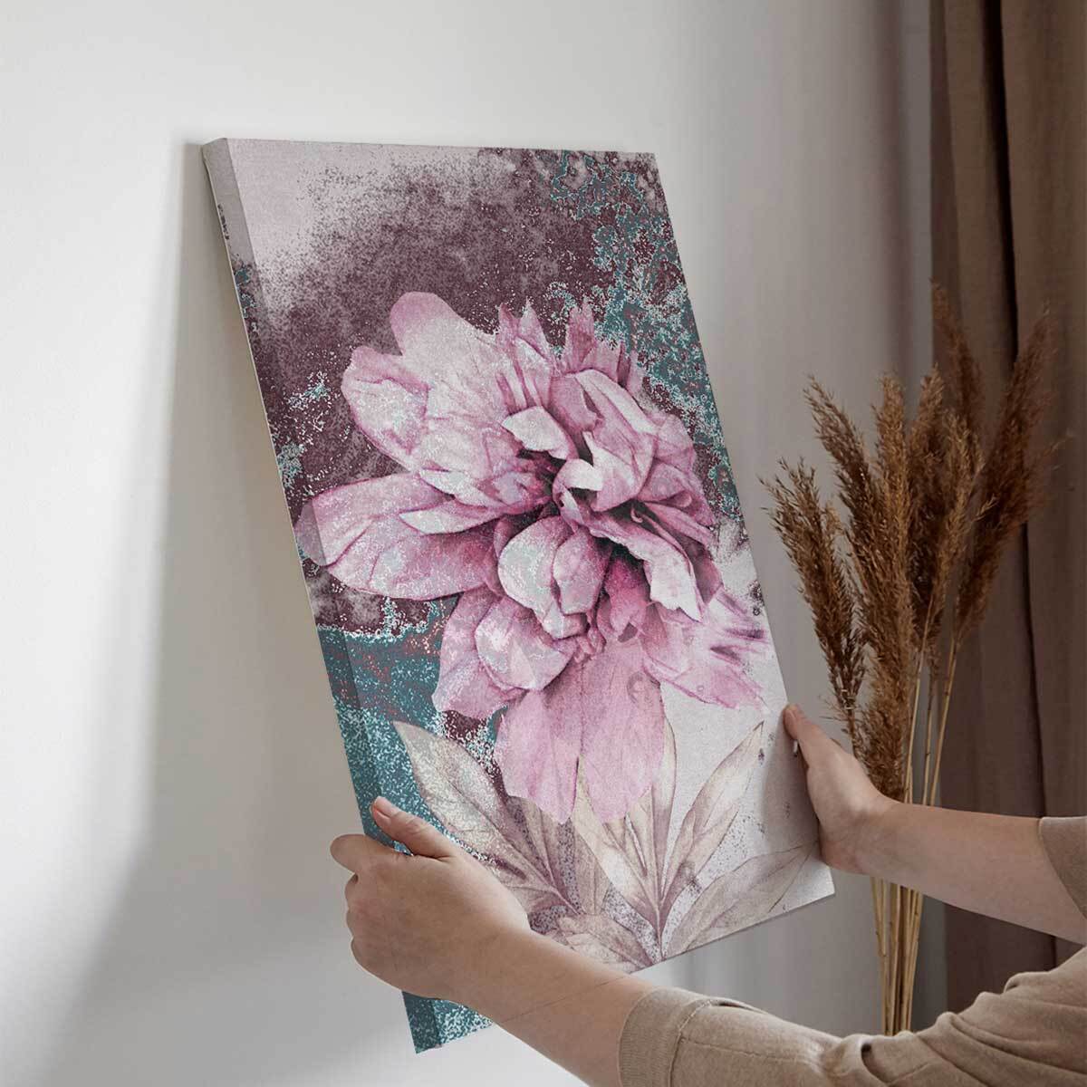 Tableau floral rose texturé Toile imprimée