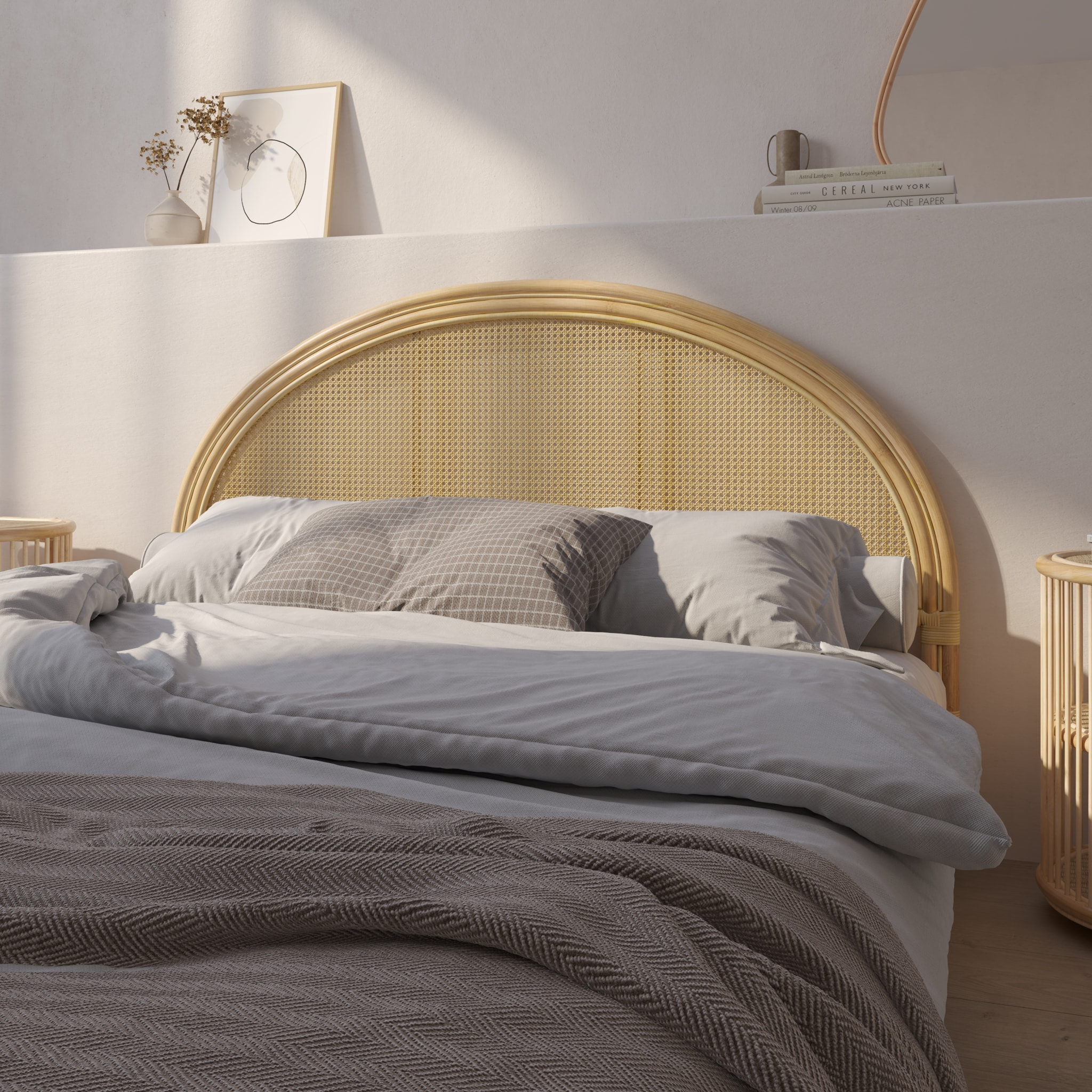 Tête de lit 160 cm en rotin et cannage - Madya