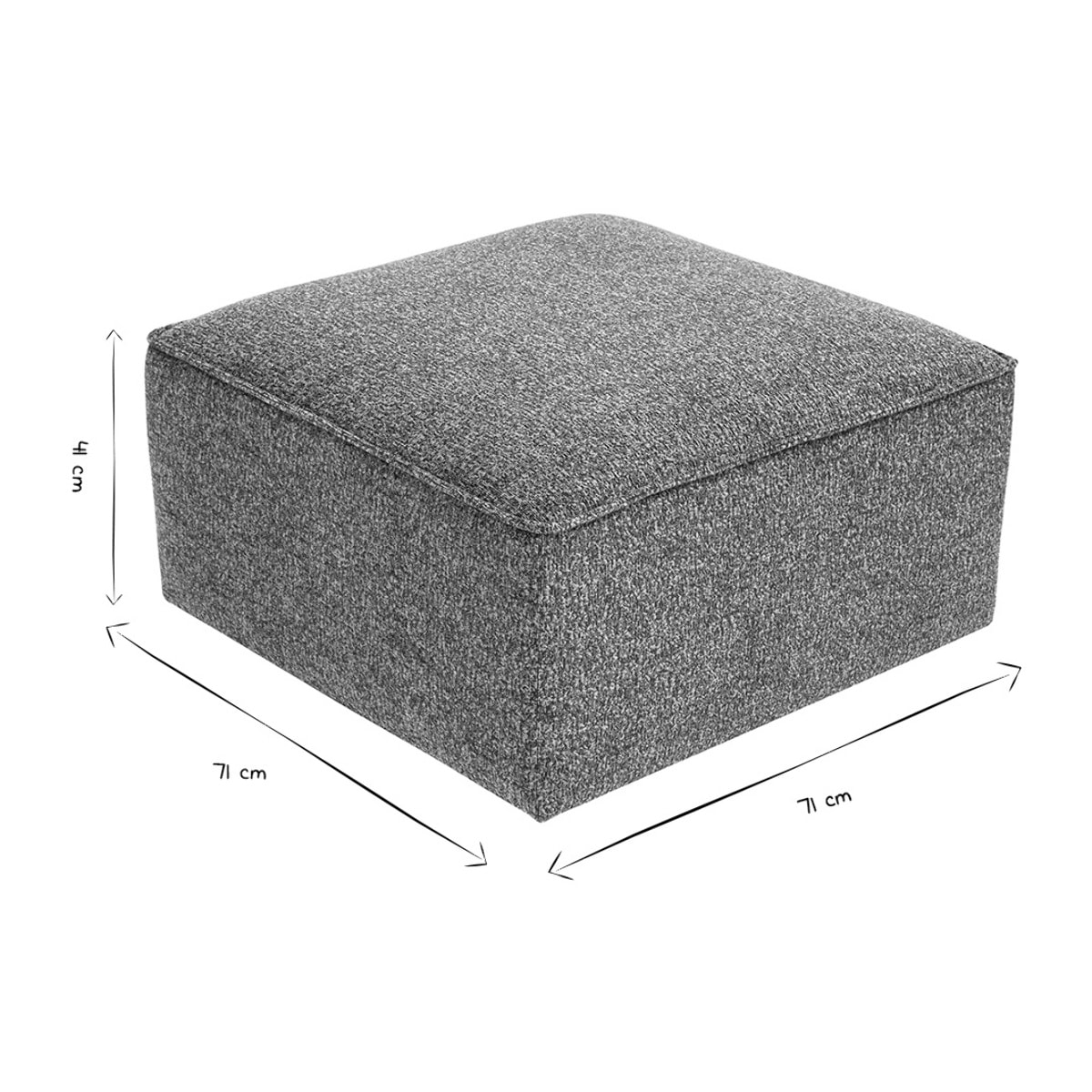 Pouf repose pieds en tissu chiné gris foncé KERRY