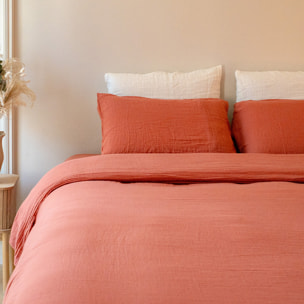 Drap-housse gaze de coton teracotta - LOUISE