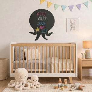 Sticker ardoise tableau noir - stickers muraux adhésif effaçable - SILHOUETTE PIEUVRE