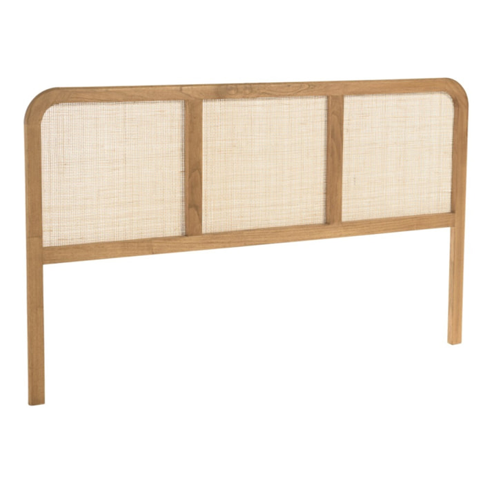 AMY - Tête de lit en bois de mindi et rotin naturel pour lits 140/160cm AMY