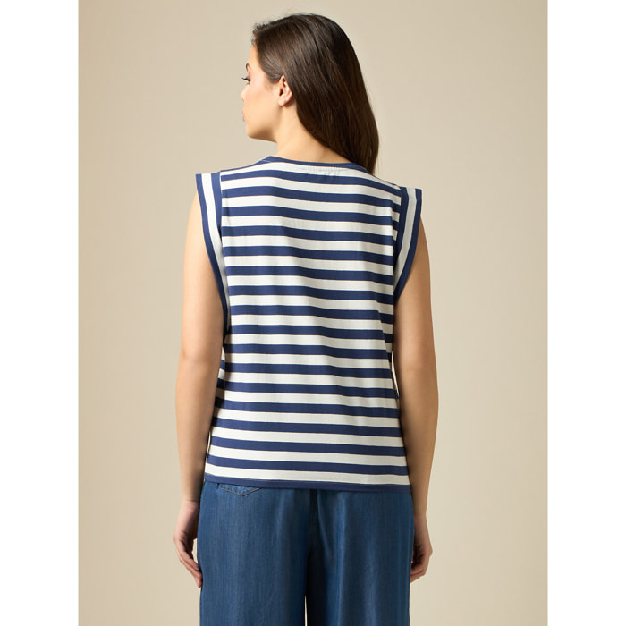 Oltre - Camiseta a rayas ecológica - Azul