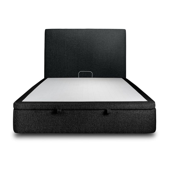 Lit coffre avec tête de lit tapissée Bouclette