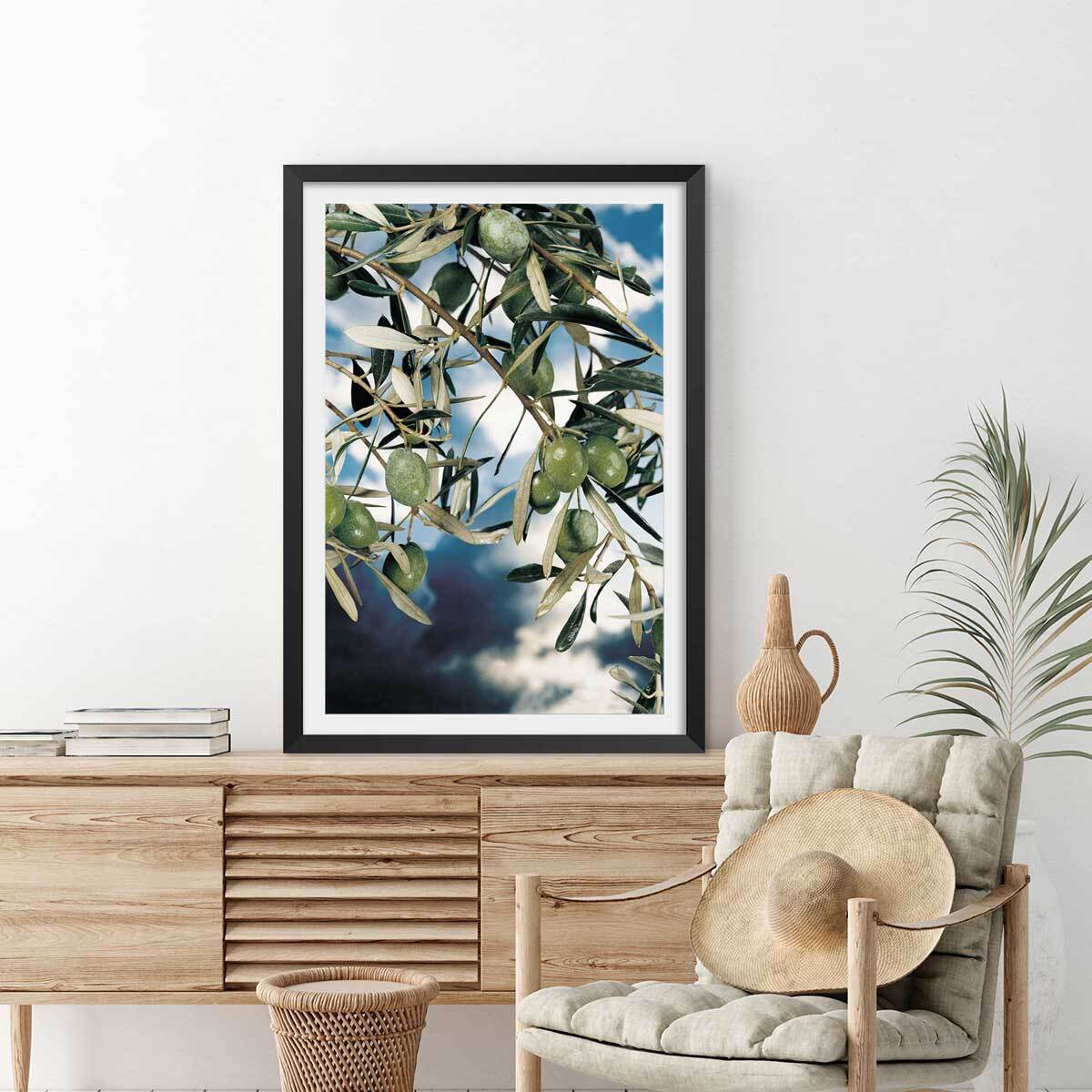 Poster kalamata, olivier grec Affiche + cadre en bois - Noir