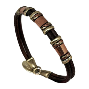 Pulsera cuero latón y cobre rizos envolventes artesanal áºnicas
