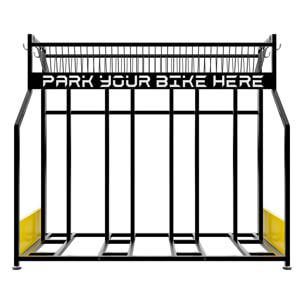 Parkade - Rastrelliera Portabici 4 Posti a Pavimento da Garage con Cesta Portaoggetti e 4 Ganci in Metallo Nero