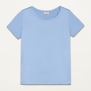 Oltre - T-shirt bimaterica - Azzurro