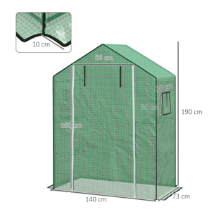 Cubierta de Invernadero 140x73x190 cm Cubierta de Repuesto de Invernadero con Ventana Puerta con Cremallera Anti-UV Protección de Plantas para Jardín Verde