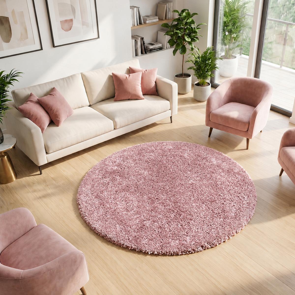 Tapis poils longs shaggy tissé motif uni RIBI