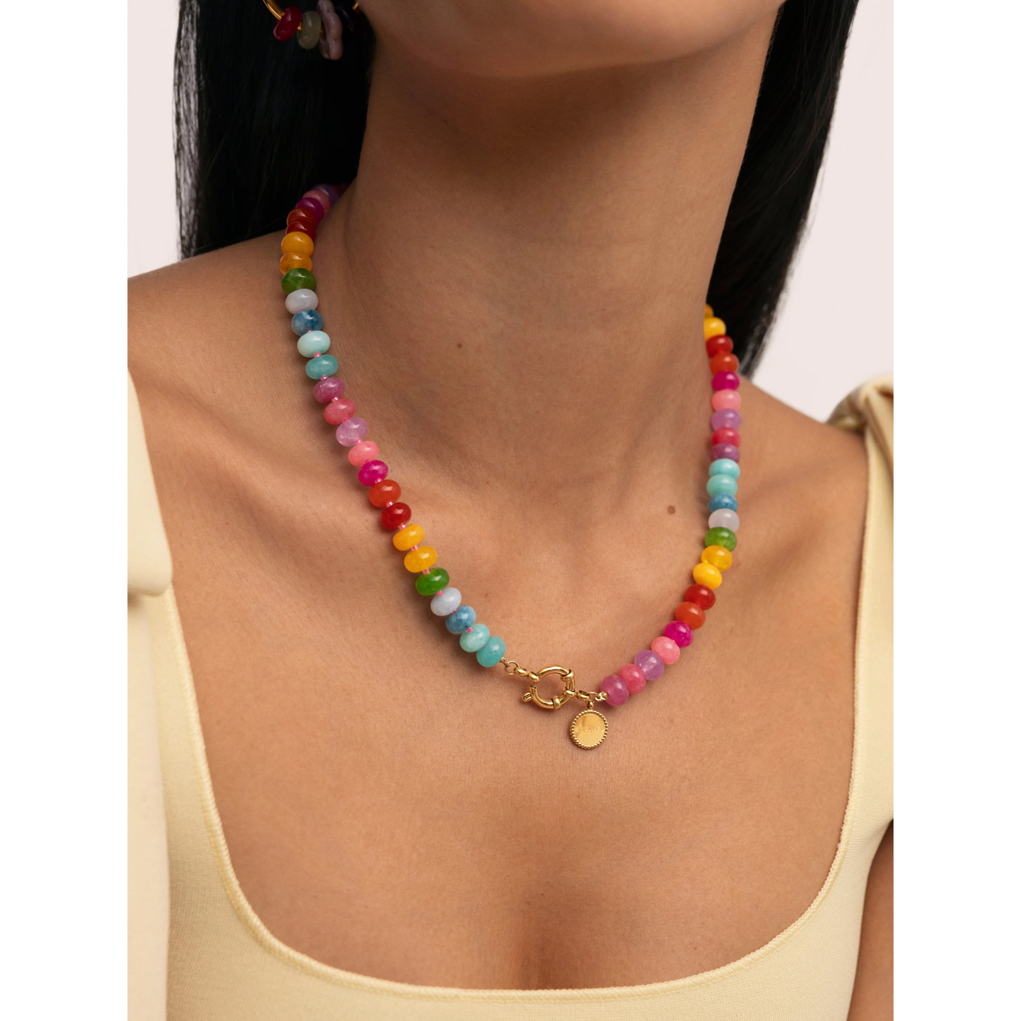 Collar Bloom Stones Acero Baño Oro