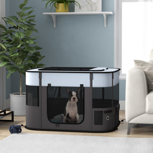 Parc pour chien pliable dim. 94L x 74l x 60H cm tissu Oxford gris noir
