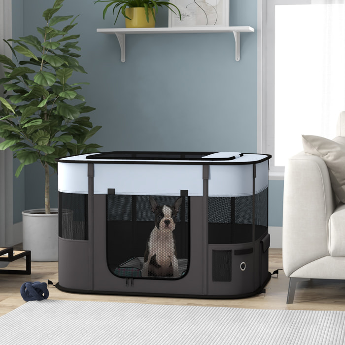 Parc pour chien pliable dim. 94L x 74l x 60H cm tissu Oxford gris noir