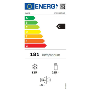 Réfrigérateur combiné HAIER HTW7620CNMP