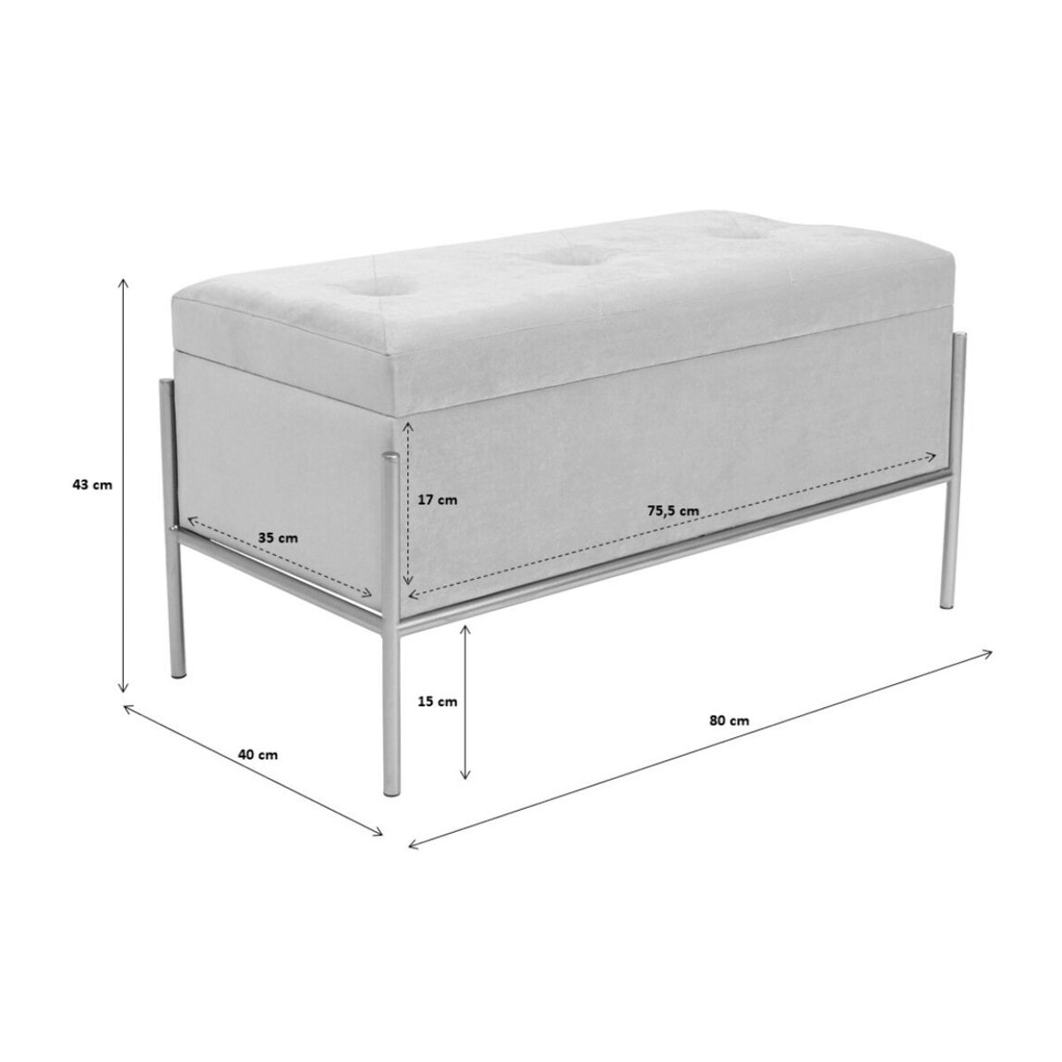 Banc-coffre Iceland blanc et noir Kare Design