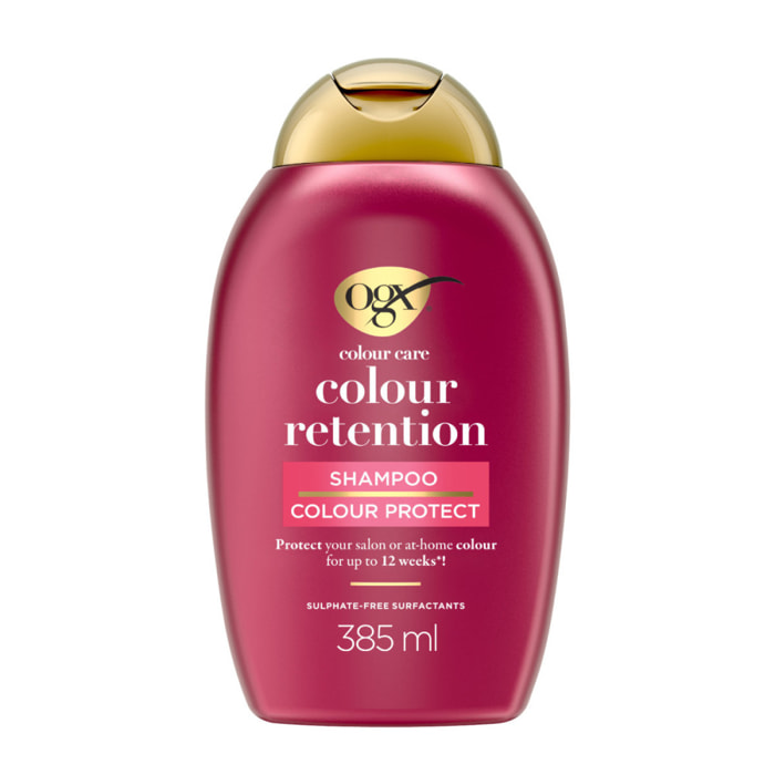 OGX Shampooing Colour Retention, 385ml – Shampoing protecteur pour prolonger la couleur – Shampoing pour aider à protéger les ch
