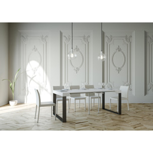 Console extensible 90x40/300 cm Elettra Frêne Blanc cadre Anthracite