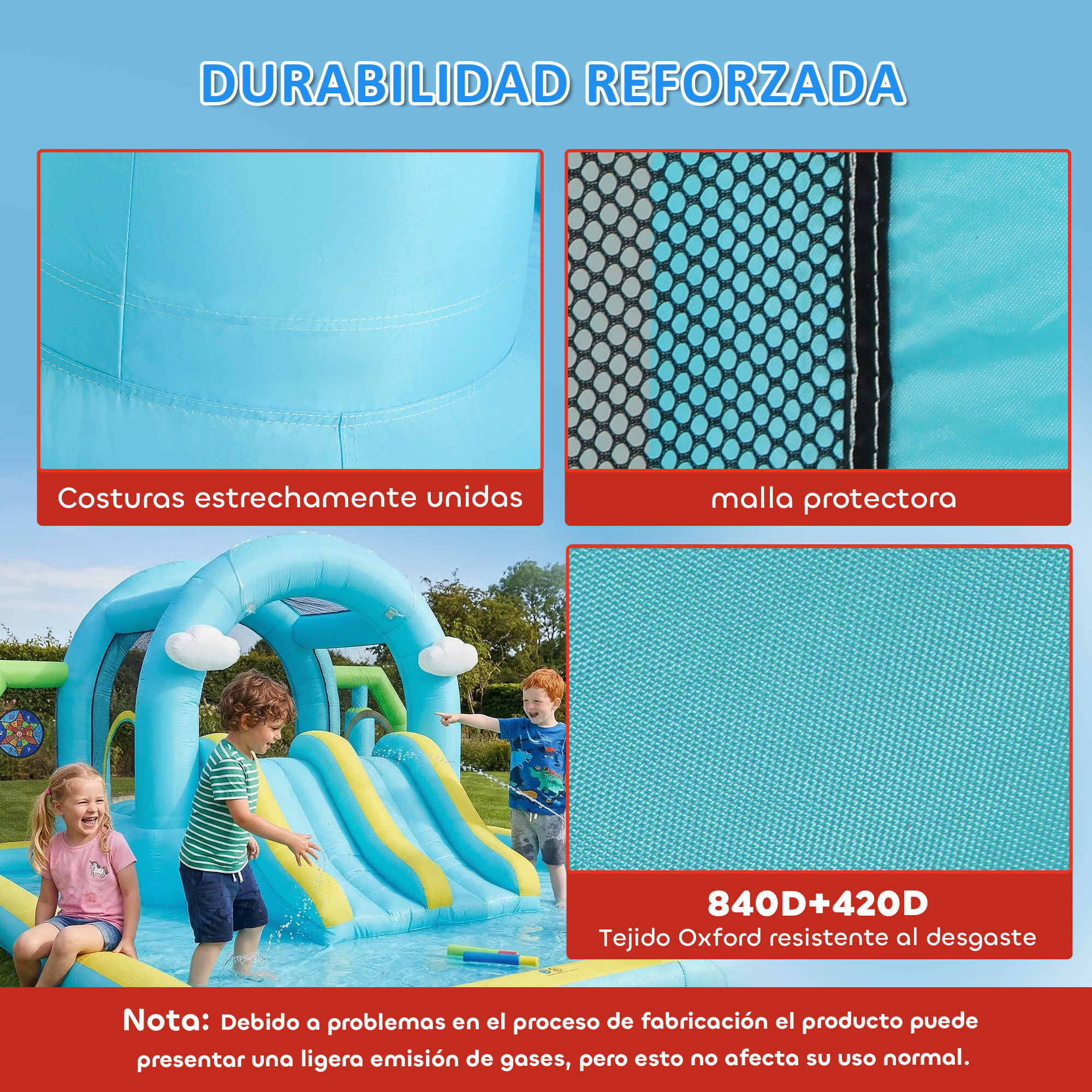 Castillo Hinchable Acuático 7 en 1 con Soplador 450W, Castillo Hinchable para Niños con 2 Toboganes, Trampolín, Piscina, Canasta, Columna de Boxeo, Exterior/Interior, 3-8 Años, 426x360x198 cm