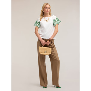 Motivi - T-shirt con maniche ricamate - Verde