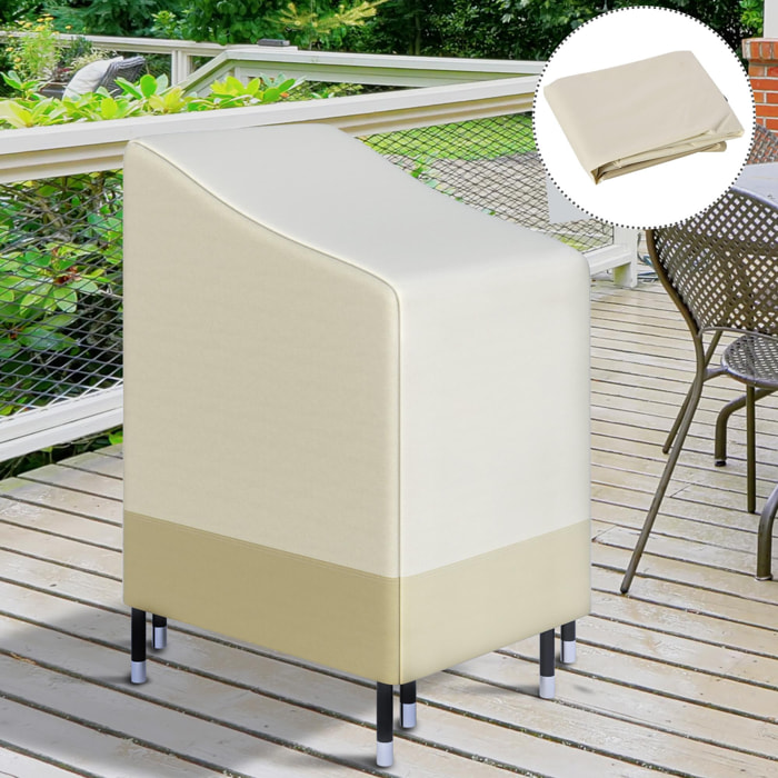 Housse de protection chaises de jardin empilables bâche étanche 70L x 90l x 115H cm oxford haute densité 600D beige café