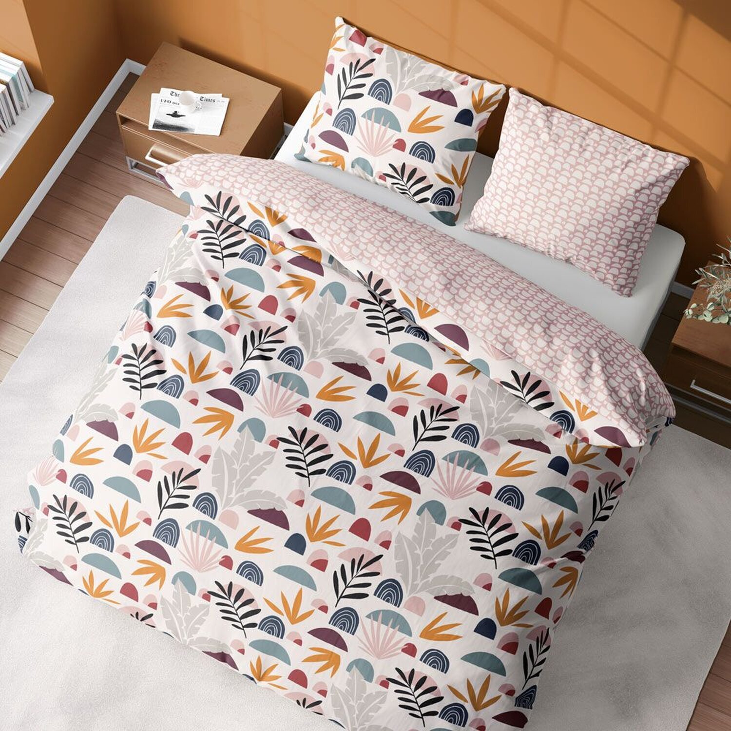 Parure housse de couette + taies 100% polyester 72gsm domy