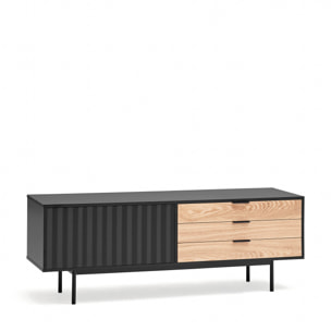 Mueble de televisión Sierra 1 puerta y 3 cajones negro y roble
