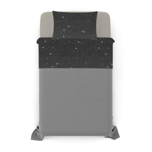 COMPLETO LETTO FASHION MADE IN ITALY MICROFIBRA- STARS GRIGIO PIAZZA E MEZZA