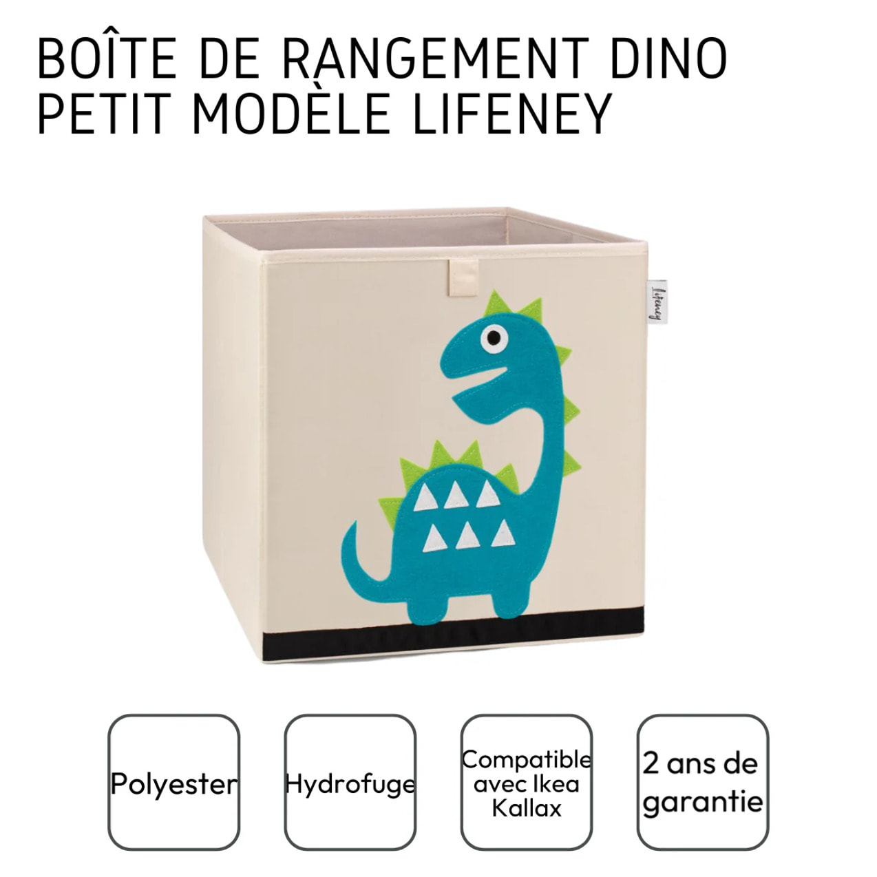 Boîte de rangement en tissu pour enfant "dinosaure diplodocus", compatible Ikea Kallax Lifeney