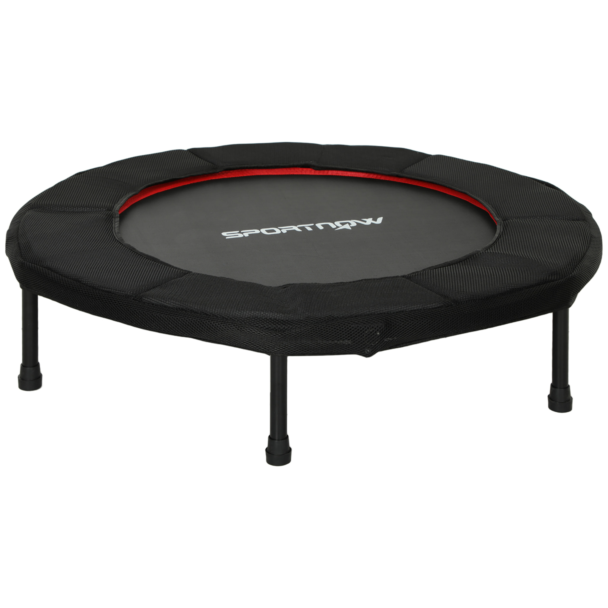 Trampolín de Fitness Plegable Ø102 cm Cama Elástica con Marco de Acero Antideslizantes Carga 100 kg para Entrenamiento Piernas Cuerpo en Hogar Oficina Gimnasio Rojo